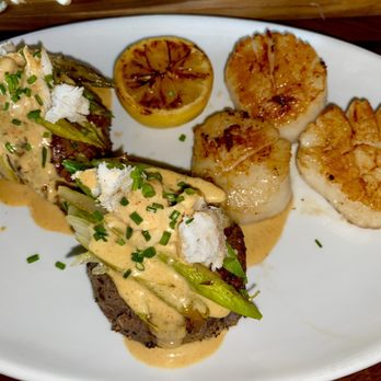 Serrato's Steakhouse - Filet duo with scallops - Steakhouses Near Me - Franklin, Tennessee Serrato's Steakhouse - Filet duo with scallops - Steakhouses Near Me - Franklin, Tennessee