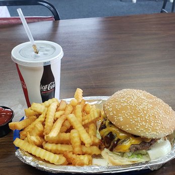 RW's Hamburger House - BBQ Bacon Cheddar Burger with fries and a drink. - Burgers Near Me - Wasilla, Alaska RW's Hamburger House - BBQ Bacon Cheddar Burger with fries and a drink. - Burgers Near Me - Wasilla, Alaska