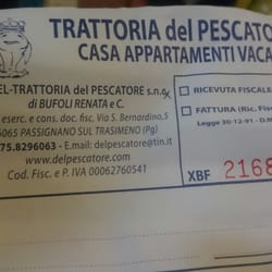 Trattoria del Pescatore - Information displayed on the bill