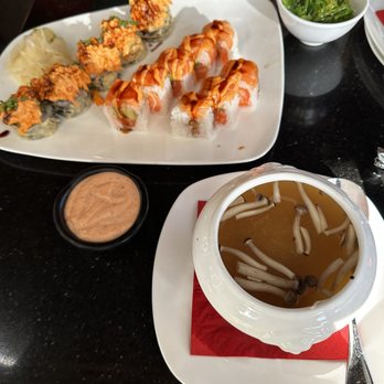 Grace's Mandarin - Miso soup & sushi (totally forgot what rolls) - Asian Fusion Near Me - Oxon Hill, Maryland Grace's Mandarin - Miso soup & sushi (totally forgot what rolls) - Asian Fusion Near Me - Oxon Hill, Maryland