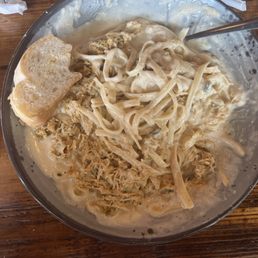 Half eaten crab cake pasta lol Half eaten crab cake pasta lol