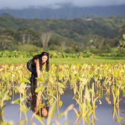 Ho'opulapula Haraguchi Rice Mill - 5th generation farmer Lyndsey planting huli (taro seedlings). Learn from her on a tour! PC: Kahahawai Photography