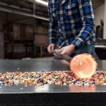 JJ Gaffers - Rolling glass in colored crystals. - Glass Blowing Near Me - Des Moines, Iowa JJ Gaffers - Rolling glass in colored crystals. - Glass Blowing Near Me - Des Moines, Iowa