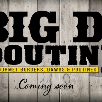 Big D's Poutine - a wooden wall with the words big d's poutine - Poutineries Near Me - Rothesay, New Brunswick