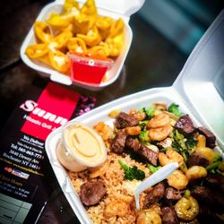 Sunny Hibachi - Steak & Shrimp Hibachi along with a side of Crab Rangoon
