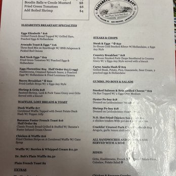Elizabeth's Restaurant - Menu - Southern Near Me - New Orleans, Louisiana Elizabeth's Restaurant - Menu - Southern Near Me - New Orleans, Louisiana