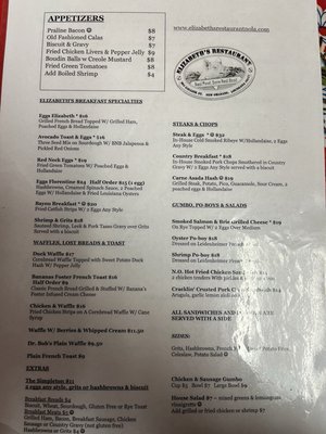 Menu photo 3 Elizabeth's Restaurant New Orleans, LA Menu photo 3 Elizabeth's Restaurant New Orleans, LA