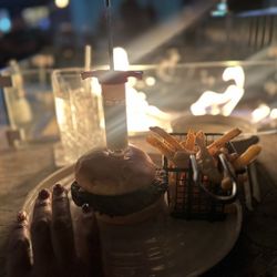 Flaming Margaritas at the Landing - Injected Impossible Burger w/fries