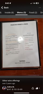 Menu photo 1 Frascone Winery Anahuac, TX