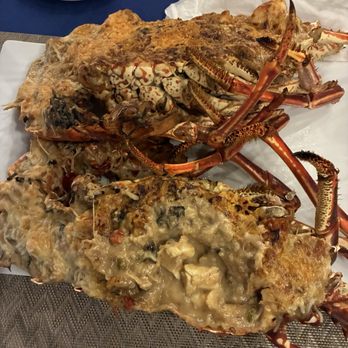 Big Cee’s Waterfront Dining - GIANT Lobster Thermidor!  Delicious! - Steakhouses Near Me - Saint Martin