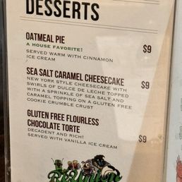 Dessert menu