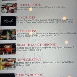 Cocktail menu Cocktail menu