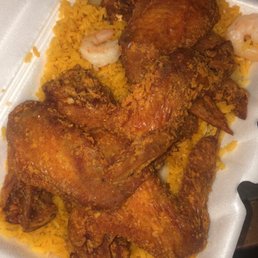 Fried wings and shrimp fried rice