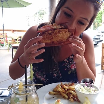 Cody's La Jolla - Christine eating her lobster roll - Breakfast & Brunch Near Me - La Jolla, California Cody's La Jolla - Christine eating her lobster roll - Breakfast & Brunch Near Me - La Jolla, California