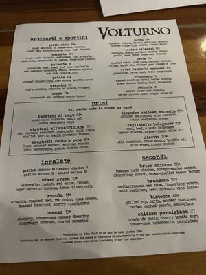 Menu photo 1 Volturno Worcester, MA Menu photo 1 Volturno Worcester, MA