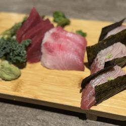 Yako Sushi House - Toro, maguro and yellowfin sashimi and homemade wasabi
