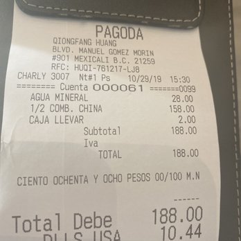 Pagoda - Meal for one person tab. - Chinese Near Me - Mexicali, BCN