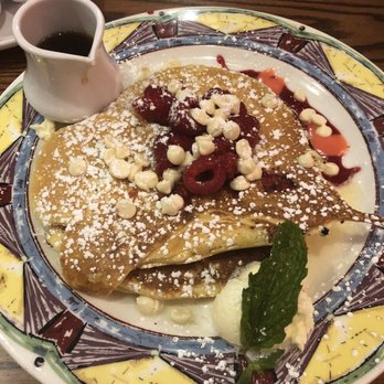 Miss Shirley's Cafe, Roland Park - Raspberry White Chocolate pancakes - American Near Me - Baltimore, Maryland Miss Shirley's Cafe, Roland Park - Raspberry White Chocolate pancakes - American Near Me - Baltimore, Maryland