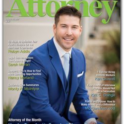 Text Kevin Accident Attorneys - Kevin Crockett, Esq., the founding partner of the Crockett Law Group on the cover of Attorney Journals Magazine.