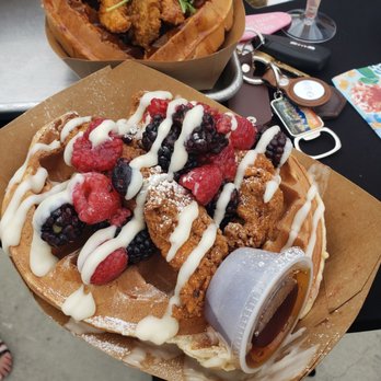 The Krispy Rooster - Absolutely delicious! Crispy or shall I say KRISPY chicken and the most AMAZING WAFFLE! Berries and a cream cheese glaze oh my! - Food Trucks Near Me
