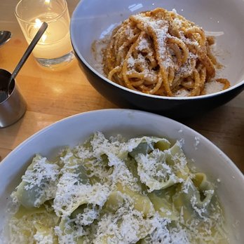 Misi - Spinach and Mascarpone Filled Tortelli and bucatini with nduja (although couldn't really taste the nduja) - Italian Near Me - Brooklyn, New York Misi - Spinach and Mascarpone Filled Tortelli and bucatini with nduja (although couldn't really taste the nduja) - Italian Near Me - Brooklyn, New York