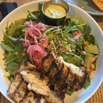 Sam Walker’s - Green Goddess Bowl with Blackened Chicken (dressing on the side) - American Near Me - Woburn, Massachusetts