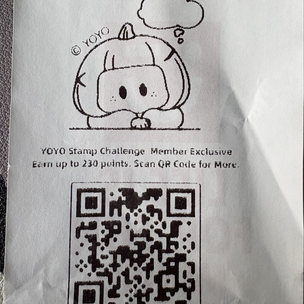 Miniso - receipt with an illustration of YOYO and a QR code to track status of the stamp challenge - Toy Stores Near Me - New York, New York Miniso - receipt with an illustration of YOYO and a QR code to track status of the stamp challenge - Toy Stores Near Me - New York, New York