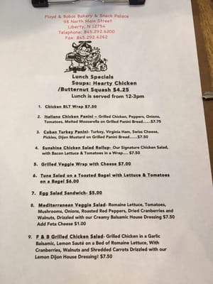 Menu photo 2 Floyd & Bobo's Bakery & Snack Palace Liberty, NY Menu photo 2 Floyd & Bobo's Bakery & Snack Palace Liberty, NY