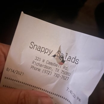 Snappy Salads - Skimpy skimpy on this order - Salad Near Me - Richardson, Texas Snappy Salads - Skimpy skimpy on this order - Salad Near Me - Richardson, Texas