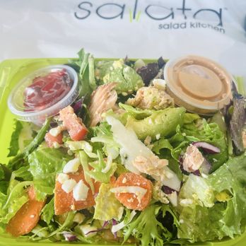 Salata - Shrimp and Salmon on Salata mix - Salad Near Me - Pearland, Texas
