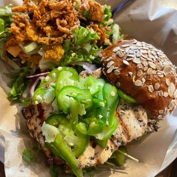 Kyle's Kitchen - Jalapeño SPICY CHICKEN AVO and THAI PEANUT salad was both equally delicious! - Salad Near Me - Goleta, California