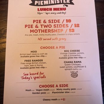 Pieminister - Menu - British Near Me - Manchester, XGM