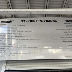 St John Provisions - Menu