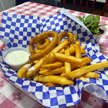 Char's Hot Dogs - Extra crispy fries and onion rings combo. Not a lot for the price - Hot Dogs Near Me - Benicia, California Char's Hot Dogs - Extra crispy fries and onion rings combo. Not a lot for the price - Hot Dogs Near Me - Benicia, California