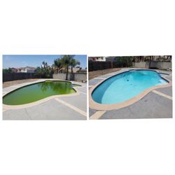 4 Seasons Quality Pool & Spa Service - Before and after picture taken in San Diego on July 2018. New home owner needed help fixing his pool.