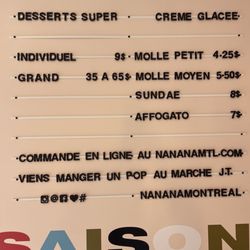 Nanana - Menu
