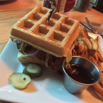 Dogfish Head Brewings & Eats - Chicken and waffle sandwich. - American Near Me - Rehoboth Beach, Delaware