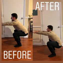 Built2Perform - Before and after squat range of motion.