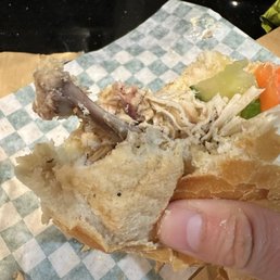 Bone inside shredded chicken banh mi