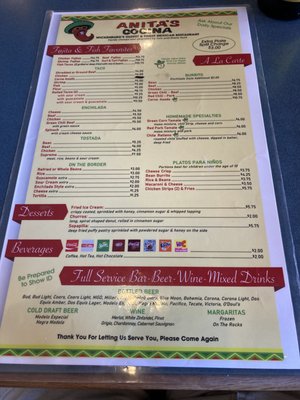 Menu photo 5 Anita's Cocina Wickenburg, AZ