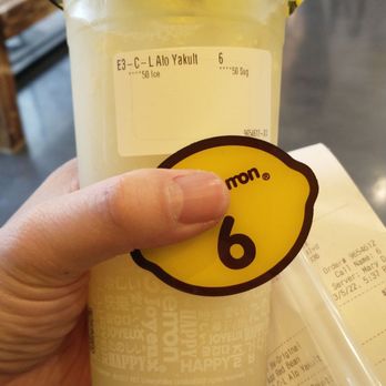 Happy Lemon - Yummy Yakult Lemonade with Aloe chunks $5.75 (full volume with half ice). - Bubble Tea Near Me - Houston, Texas
