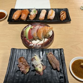 Waka Sakura - Salmon Party, Wagyu Trio, and Rainbow Roll - Conveyor Belt Sushi Near Me - Gardena, California Waka Sakura - Salmon Party, Wagyu Trio, and Rainbow Roll - Conveyor Belt Sushi Near Me - Gardena, California