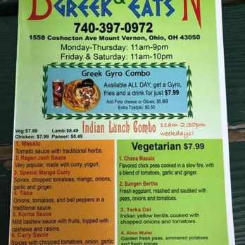 Bombay Garden Greek Eats - Indian Near Me - Mount Vernon, Ohio