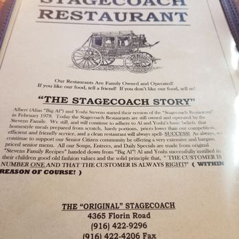 Stagecoach Restaurant - Cover of menu - Breakfast & Brunch Near Me - Sacramento, California Stagecoach Restaurant - Cover of menu - Breakfast & Brunch Near Me - Sacramento, California