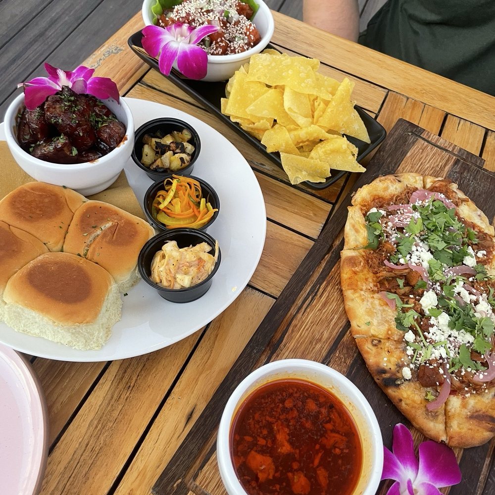 Ahi Tuna Poke, Pork Belly Burnt ends, Pork Birria Flatbread