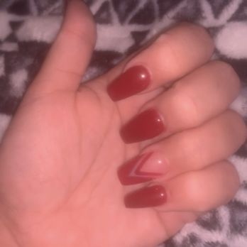 Nail Bliss - Coffin Acrylic full set w design on ring finger - Nail Salons Near Me - Ocean Springs, Mississippi Nail Bliss - Coffin Acrylic full set w design on ring finger - Nail Salons Near Me - Ocean Springs, Mississippi