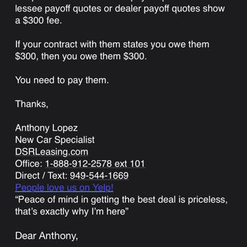 DSR Leasing - (5/25) Mr. Lopez's response. - Auto Loan Providers Near Me - san bernardino, California DSR Leasing - (5/25) Mr. Lopez's response. - Auto Loan Providers Near Me - san bernardino, California
