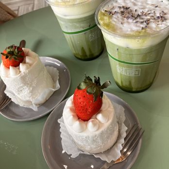 Café LAPIN - Strawberry Shortcakes Left - Vanilla Matcha Right - Lavender Matcha - Coffee & Tea Near Me - Honolulu, Hawaii Café LAPIN - Strawberry Shortcakes Left - Vanilla Matcha Right - Lavender Matcha - Coffee & Tea Near Me - Honolulu, Hawaii