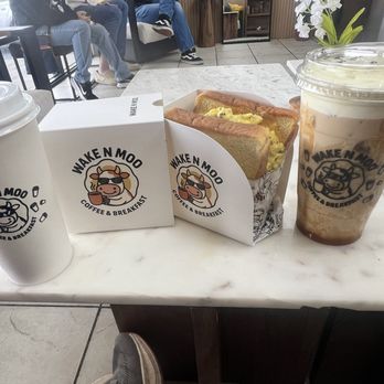 Wake N Moo - Pea Flower Latte The Moo #1  And a Caramel Banana Iced Latte - Breakfast & Brunch Near Me - El Paso, Texas