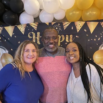 Barmaid Beauties - The birthday boy with his ladies - Bartenders Near Me